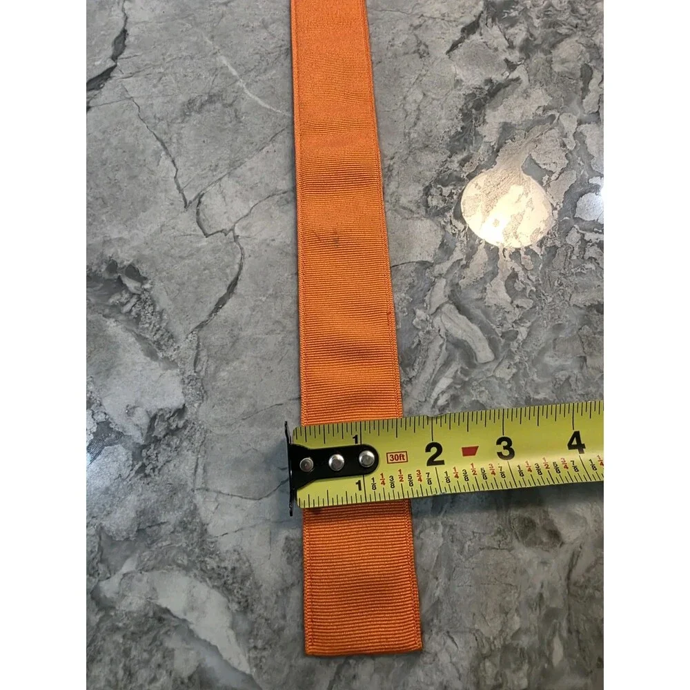 Vintage Polo Ralph Lauren Orange Webbing D-Ring Belt Green Pony USA Made LARGE